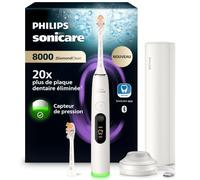 Philips Sonicare DiamondClean 8000 nouvelle génération - brosse à dents électrique avec capteur de pression, 15 réglages, coloris blanc poudré, modèle HX8312/11
