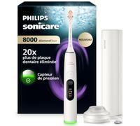 Philips Sonicare DiamondClean 8000 nouvelle génération - brosse à dents électrique avec capteur de pression, 15 réglages, coloris blanc poudré, modèle HX8311/11