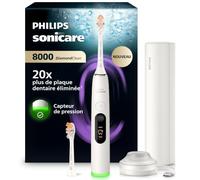 Philips Sonicare DiamondClean 8000 nouvelle génération - brosse à dents électrique avec capteur de pression, 15 réglages, coloris blanc poudré, modèle HX8312/11