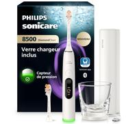 Philips Sonicare DiamondClean 8500 nouvelle génération - brosse à dents électrique avec capteur de pression, 18 réglages, coloris blanc poudré, modèle HX8514/11