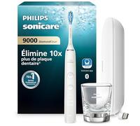 Philips Sonicare DiamondClean 9000 - Brosse à dents électrique, 4 modes de brossage, 3 niveaux d'intensité, capteur de pression, connecté à l’application, étui de voyage USB, blanc, modèle HX9911/27