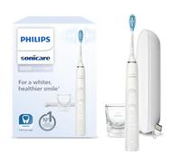 Philips Sonicare DiamondClean 9000 - Brosse à dents électrique, 4 modes de brossage, 3 niveaux d'intensité, capteur de pression, connecté à l’application, étui de voyage USB, blanc, modèle HX9911/27