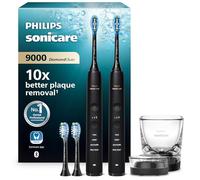 Philips Sonicare DiamondClean 9000 - Brosse à dents électrique avec application, capteur de pression, verre de recharge, blanc, lot de deux, modèle HX9914/63