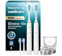 Philips Brosse à dents électrique DiamondClean 9000 HX9914/62, capteur de pression, blanc lot de 2