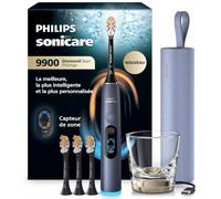 Philips Sonicare DiamondClean 9900 Prestige nouvelle génération - brosse à dents électrique avec SenseIQ, capteur de zone, capteur de pression, 24 réglages, coloris bleu tempête, modèle HX9815/98