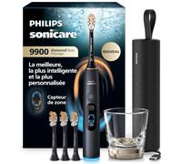 Philips Sonicare DiamondClean 9900 Prestige nouvelle génération - brosse à dents électrique avec SenseIQ, capteur de zone, capteur de pression, 24 réglages, coloris noir quartz, modèle HX9815/92