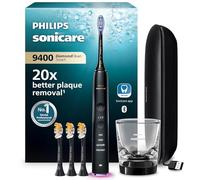 Philips Sonicare DiamondClean Smart 9400 - brosse à dents électrique avec 4 modes de brossage, 3 niveaux d'intensité, capteur de pression, connecté à l’application, noir, modèle HX9918/89