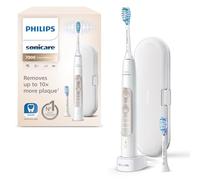 Philips Sonicare ExpertClean 7300, Brosse à dents électrique sonique avec application, 3 modes de brossage et 3 niveaux d'intensité, capteur de pression, coffret de voyage, blanc-argenté, HX9601/03