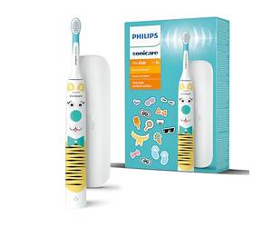 Philips Sonicare For Kids - Brosse à dents électrique edition design avec animaux de compagnie et autocollants pour enfants, étui de voyage compact et chargeur USB (modèle HX3603/01)