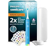 Philips Sonicare For Kids - brosse à dents électrique sonique intelligente avec appli, 3 ans+, 2 modes douceur, minuterie sonore/lumineuse 2 min, 2 têtes de brosse (standard/mini), bleu, HX6600/52