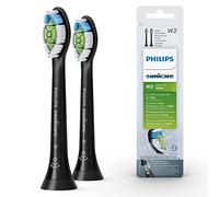 Philips Sonicare Lot de 2 têtes de brosses à dents électriques soniques W2 Optimal White pour des dents plus blanches, Noir (Modèle HX6062/13)