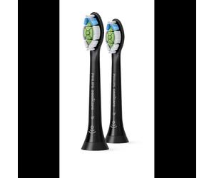 Philips Sonicare Optimal White HX6062/88 - Lot de 2 têtes de brosse, rigidité moyenne, 62000 mouvements/min, remplacement 3 mois, noir