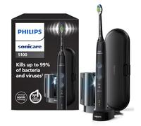 Philips Sonicare ProtectiveClean 5100 - brosse à dents électrique avec 3 modes de brossage, capteur de pression, minuterie, étui de voyage, assainisseur UV, noir, modèle HX6850/57