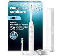 Philips Sonicare série 4100 - Brosse à dents électrique, capteur de pression, 4 réglages, EasyStart, SmarTimer, 21 jours d’autonomie, étui de voyage, coloris blanc, modèle HX4044/41, [Nouveau]