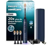 Philips Sonicare série 7500 - brosse à dents électrique technologie nouvelle génération, capteur de pression, 12 réglages, SmarTimer, autonomie 21 j, étui de voyage chargeur, bleu marine, HX7423/12