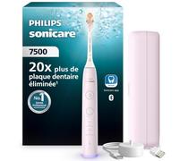 Philips Sonicare série 7500 - brosse à dents électrique technologie nouvelle génération, capteur de pression, 12 réglages, SmarTimer, autonomie 21 jours, étui de voyage avec chargeur, rose, HX7422/05