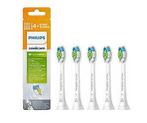 Philips Sonicare W2 Optimal White Sonic Standard HX6065/10 Lot de 5 têtes de brosse à dents de taille standard, fixation à clic, jumelage BrushSync
