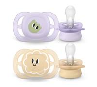 Philips Avent Sucettes Ultra Start, sucettes orthodontiques pour nouveau-nés de 0 à 2 mois, sans BPA, avec étui de stérilisation et de transport, lot de 2, SCF075/03