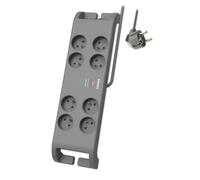 Philips - Rallonge multiprise parasurtenseur - 8 prises - 2m - Gris