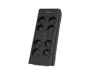 Philips SPN7080BA/60 - Protection Surtension 8 Prises CA 3680W, 900 Joules, Câble 2m, Noir - Caractéristiques : 16A Courant de crête