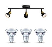 Philips Spot en saillie à Conduit (Noir/Or) - Lumière Blanc Chaud - Spot de Plafond avec 3 Points Lumineux - GU10 - SceneSwitch - Intensité Facile avec Votre Interrupteur Classique