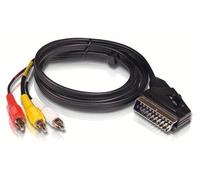 Philips SWV2255W Cable peritel 1,5m avec gaine en PVC, poignee ergonomique, Noir