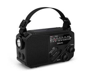 Philips TAR1659 Radio FM/AM Portable avec Batterie Rechargeable intégrée, Pile AAA et Alimentation de Secours à manivelle, énergie Solaire, lumière LED intégrée et Lampe de Poche pour Le Camping, la