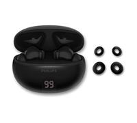 Philips TAT2520BK Écouteurs Intra-Auriculaires réducteurs de Bruit Bluetooth True Wireless - Petits Embouts, Son Naturel, Fonction Dynamic Bass - boîtier de Chargement de Poche, appels clairs - Noirs