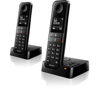 Philips Téléphone D4752B - Téléphone DECT - Téléphone résidentiel 2 combinés - Téléphone résidentiel avec répondeur - Téléphone résidentiel Plug-and-Play - Noir
