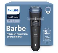 Philips Tondeuse à barbe série 5000 - Lames en métal auto-affûtées, 40 hauteurs de coupe réglables, Technologie BeardSense, Système collecte des poils, 100% étanche, Pochette, Modèle BT5785/30