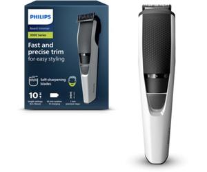 Philips - Tondeuse Barbe Bt3206/14, Molette Réglable, 10 Hauteurs De Coupe, Précision 1 Mm, Autonomie 45 Mn