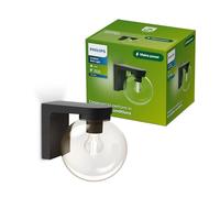 Philips Ulio Applique Extérieure + Ampoule LED E27, Lumière Blanche et Chaude, Résistance aux Intempéries IP44, Durable, Aluminium et Verre, Design Moderne, Noir