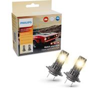Philips Ultinon Classic LED ampoule de phare automobile (H7/H18), Lumière blanc chaud 3.500K, couleur halogène, 80% de luminosité en plus, ultra-compacte rétrofit, lot de 2
