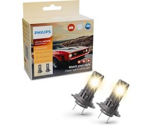 Philips Ultinon Classic LED ampoule de phare automobile (H7/H18), Lumière blanc chaud 3.500K, couleur halogène, 80% de luminosité en plus, ultra-compacte rétrofit, lot de 2