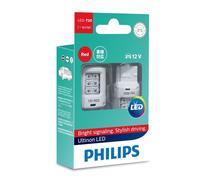 Philips Ultinon LED T20 W21W 12V Ampoules de signalisation ROUGE 11065ULRX2 Set