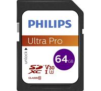 Philips Ultra Pro FM64SD65B - Carte mémoire flash - 64 Go - Video Class V30 / UHS-I U3 / Class10 - SDXC UHS-I