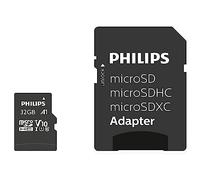 Philips Ultra Speed Carte microSDHC Card 32 Go + Adaptateur SD UHS-I U1, Vitesse de Lecture jusqu'à 80 Mo/s, A1 Fast App Performance, V10, Carte mémoire pour Smartphones, Tablette, PC, vidéo Full HD