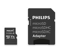 Philips Ultra Speed Carte microSDXC Card 512 Go + Adaptateur SD UHS-I U1, Vitesse de Lecture jusqu'à 80 Mo/s, A1 Fast App Performance, V10, Carte mémoire pour Smartphones, Tablette, PC, vidéo Full HD