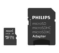 Philips Ultra Speed Carte microSDXC Card 64 Go + Adaptateur SD UHS-I U1, Vitesse de Lecture jusqu'à 80 Mo/s, A1 Fast App Performance, V10, Carte mémoire pour Smartphones, Tablette, PC, vidéo Full HD