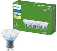 PHILIPS UltraEfficient, Ampoule LED GU10 pour Spot, Pack de 6, Blanc Chaud | Ampoule LED Basse consommation 215 Lumens, 50W, Confort visuel, Durée de vie 25000h, Ampoule non transparente