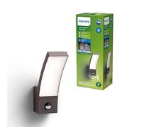 PHILIPS UltraEfficient, Applique Murale Splay +Détecteur,1600lm, Anthracite | Applique extérieure LED, Détecteur de mouvement infrarouge, 4000K, IP44 Résiste aux Intempéries, LED Intégrée, 12W