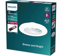 Philips Ventilateur Plafond avec Lumière, Luminaire Plafonnier LED, Blanc, Rond, Amigo 25W+60W, diamètre 52cm, fonctionne avec télécommande incluse, pour éclairer vos pièces à vivre