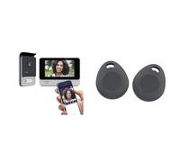 Philips - Visiophone - WelcomEye Connect 2, Visiophone connecté au Smartphone, Contrôle d'accès RFID, Fonction Message d'absence Visiteurs & 531011 Badge RFID supplémentaire Gris 2 pièces