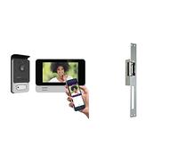 Philips - Visiophone - WelcomEye Connect 2, Visiophone connecté au Smartphone, Fonction Message d'absence Visiteurs & Extel Gâche Serrure électrique avec Passage de Serrure WECA 90