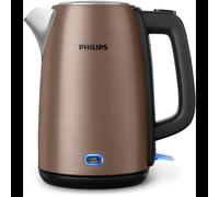Philips Viva Collection HD9355/92 Bouilloire 1.7L 1900W Métal Noir/Cuivre Indicateur Niveau d'eau, Fonction Maintien au Chaud, Base 360°, Sécurité Chauffe à Sec