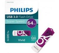 Philips Vivid Édition Super Speed clé USB 3.0 64 Go avec Capuchon pivotant pour PC, Ordinateur Portable, Stockage de données informatiques, Vitesse de Lecture jusqu'à 100 Mo/s