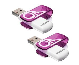 Philips Vivid Édition High Speed clé USB 2.0 2X 64 Go avec Capuchon pivotant pour PC, Ordinateur Portable, Stockage de données informatiques, Vitesse de Lecture jusqu'à 25 Mo/s