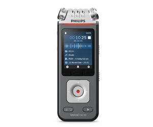 Philips VoiceTracer DVT6115 Enregistreur audio avec trois microphones, qualité d'enregistrement 24 bits/96 kHz et mémoire 8 Go.
