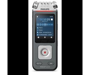 Philips VoiceTracer DVT6115 Noir/Gris : Enregistreur vocal numérique, 50-20000 Hz, USB 2.0, sortie casque, 130x130x18mm, 108g, Windows/macOS/Linux