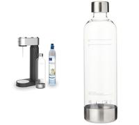 Philips Water ADD4902BK/10 Machine à eau pétillante GoZero, plastique, 1 litre, noir & ADD912/10 GoZero Sparkling Water Maker Bottle Bouteille pour Machine à Soda, Plastique, 1 Liter, Transparent